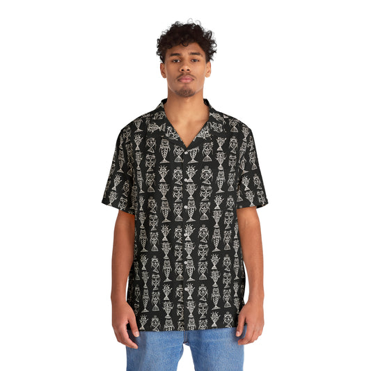 "Fishbones" Hawaiian Shirt - Black Salt