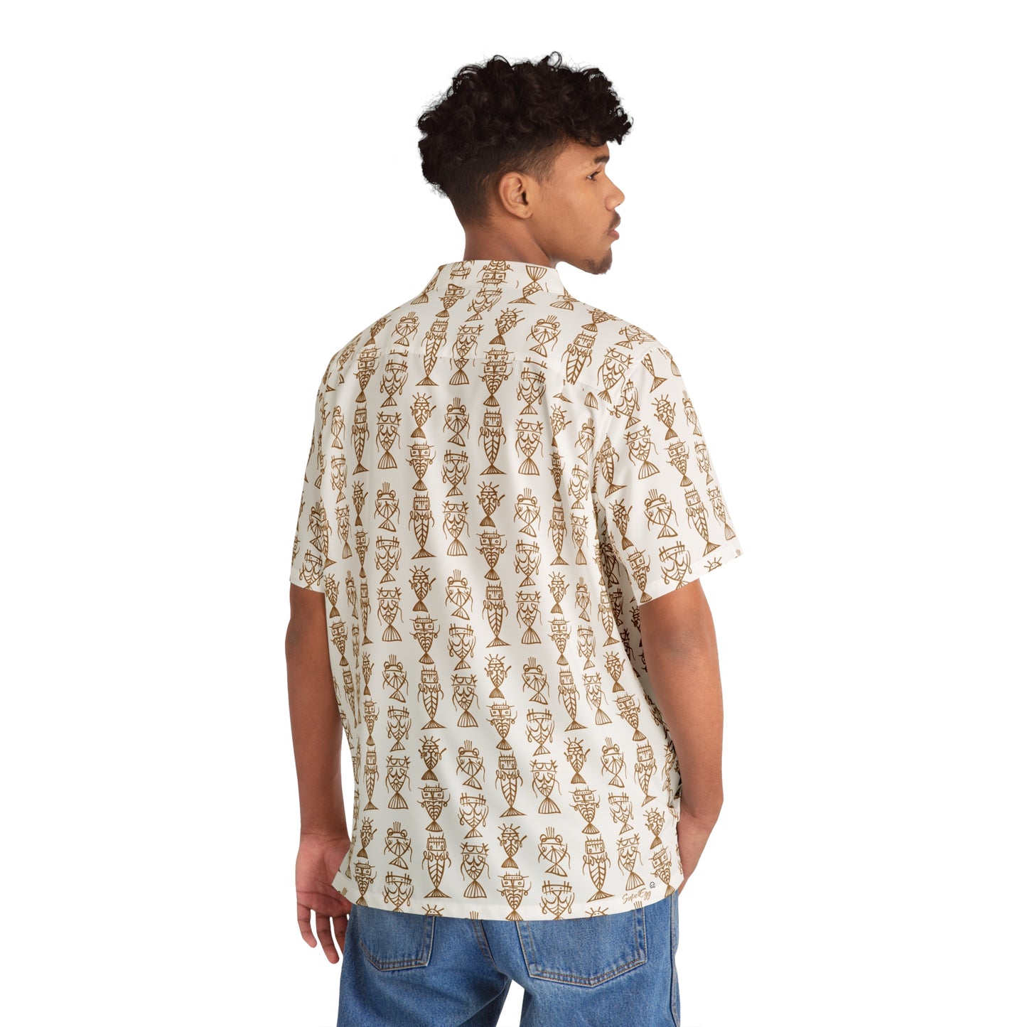 "Fishbones" Hawaiian Shirt - White Nutmeg