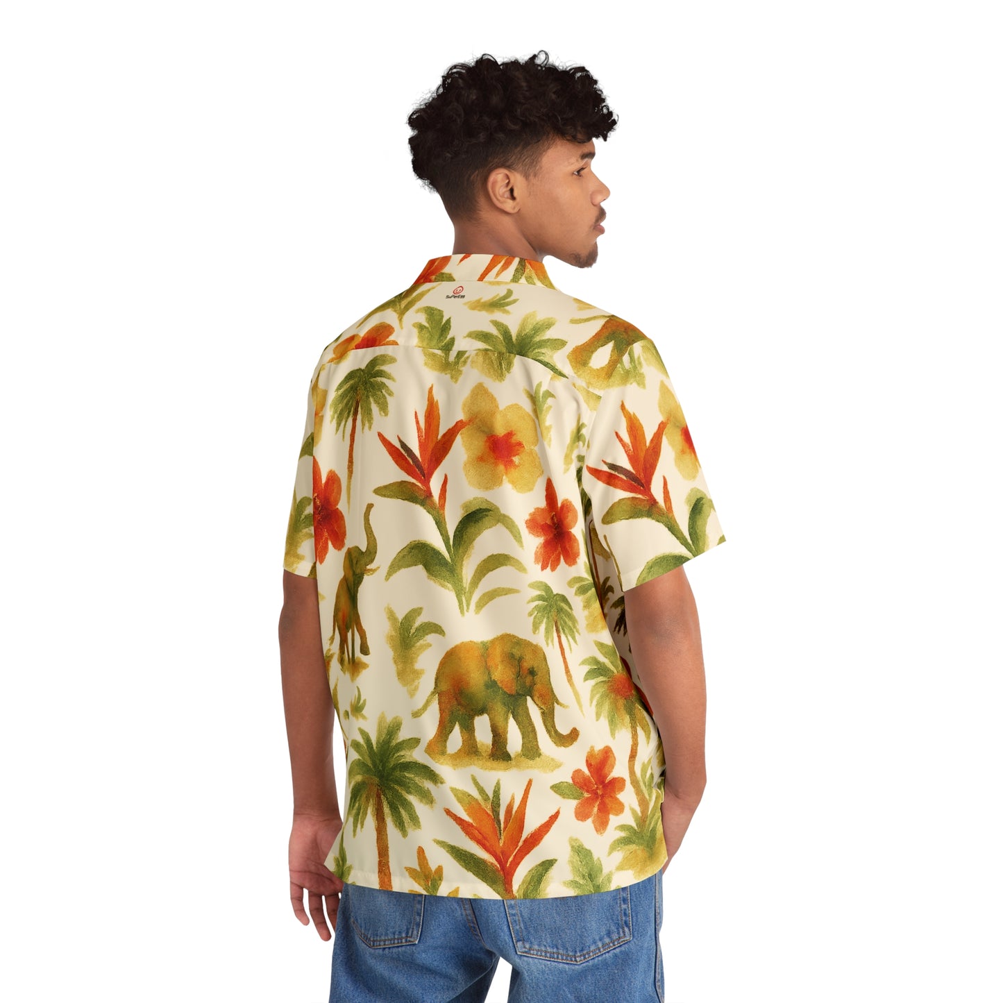 "Elephant" Hawaiian Shirt - EggShell Safari