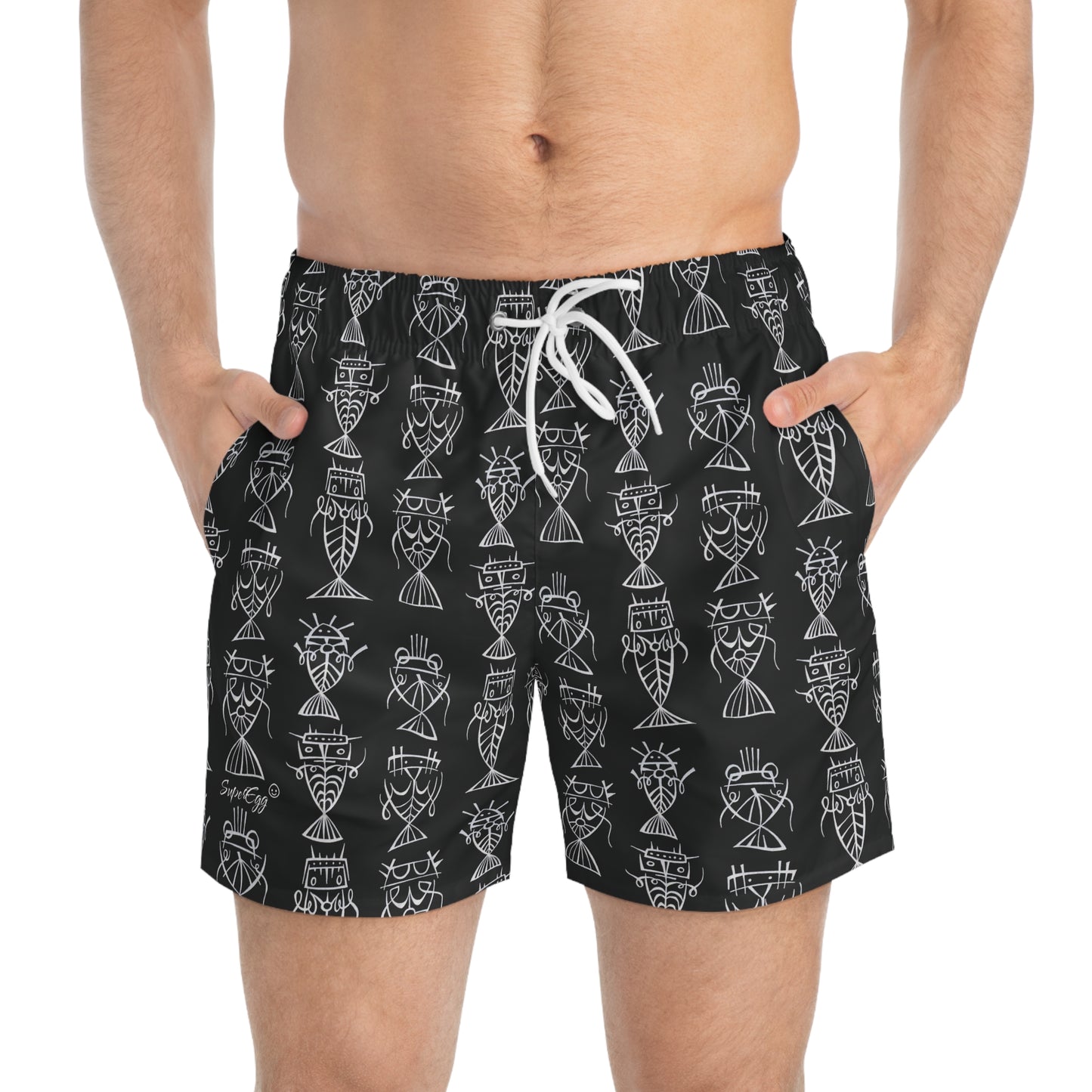 "Fishbones" Swim Trunks - Black Salt