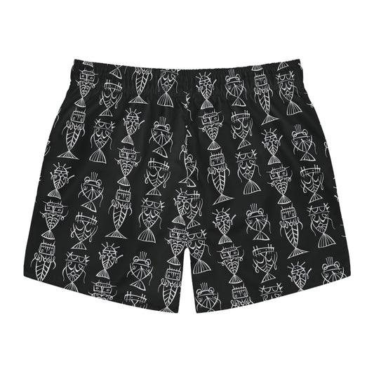 "Fishbones" Swim Trunks - Black Salt