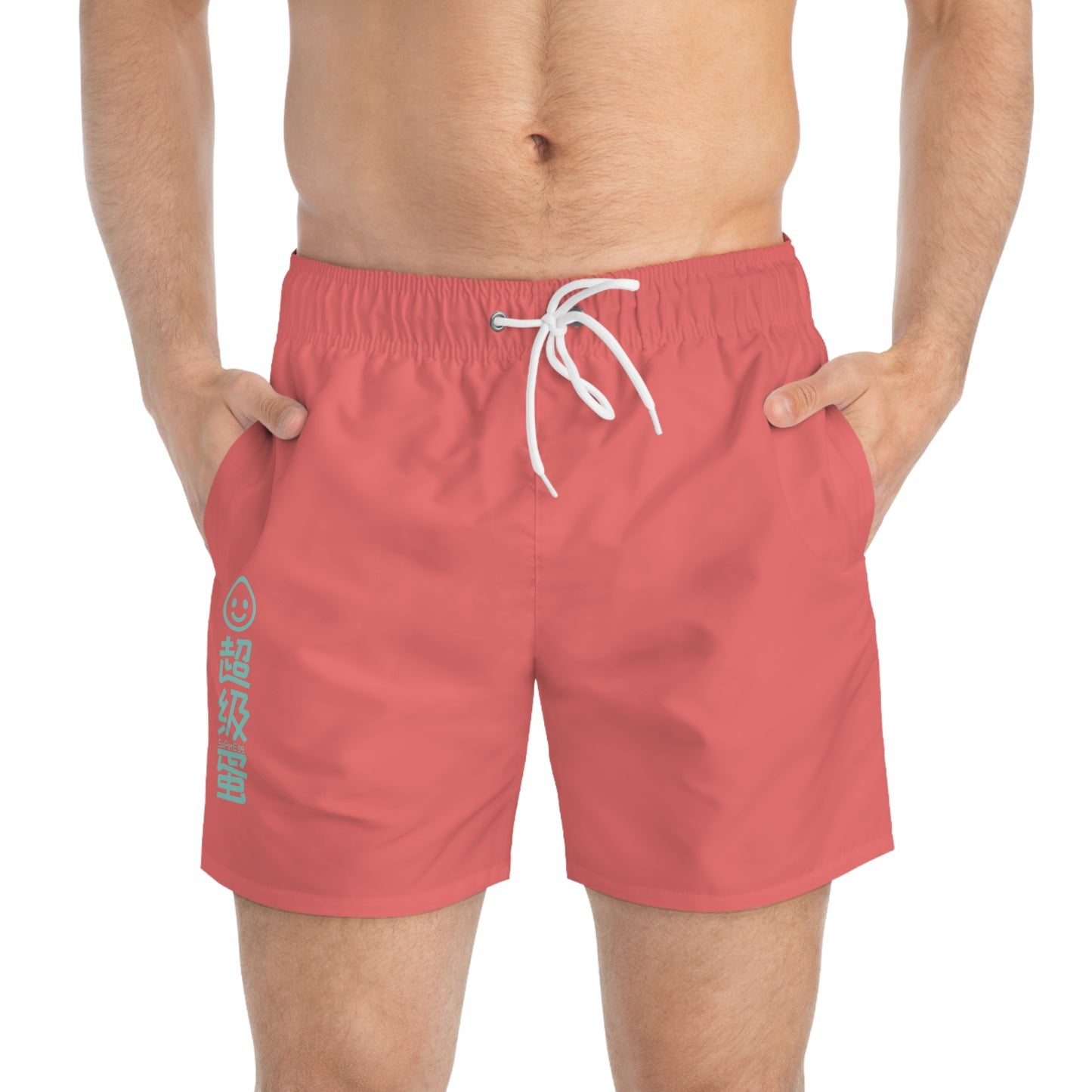 "SuperEgg x China" Swim Trunks - Coral
