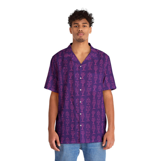"Fishbones" Hawaiian Shirt - Electric Grape