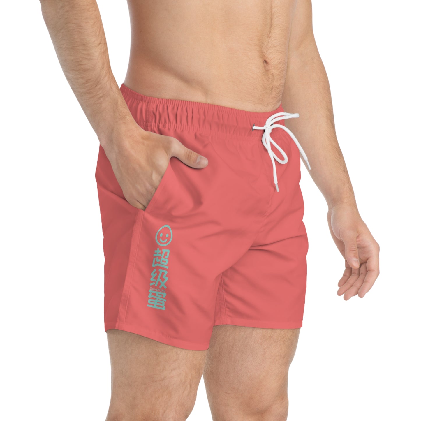 "SuperEgg x China" Swim Trunks - Coral