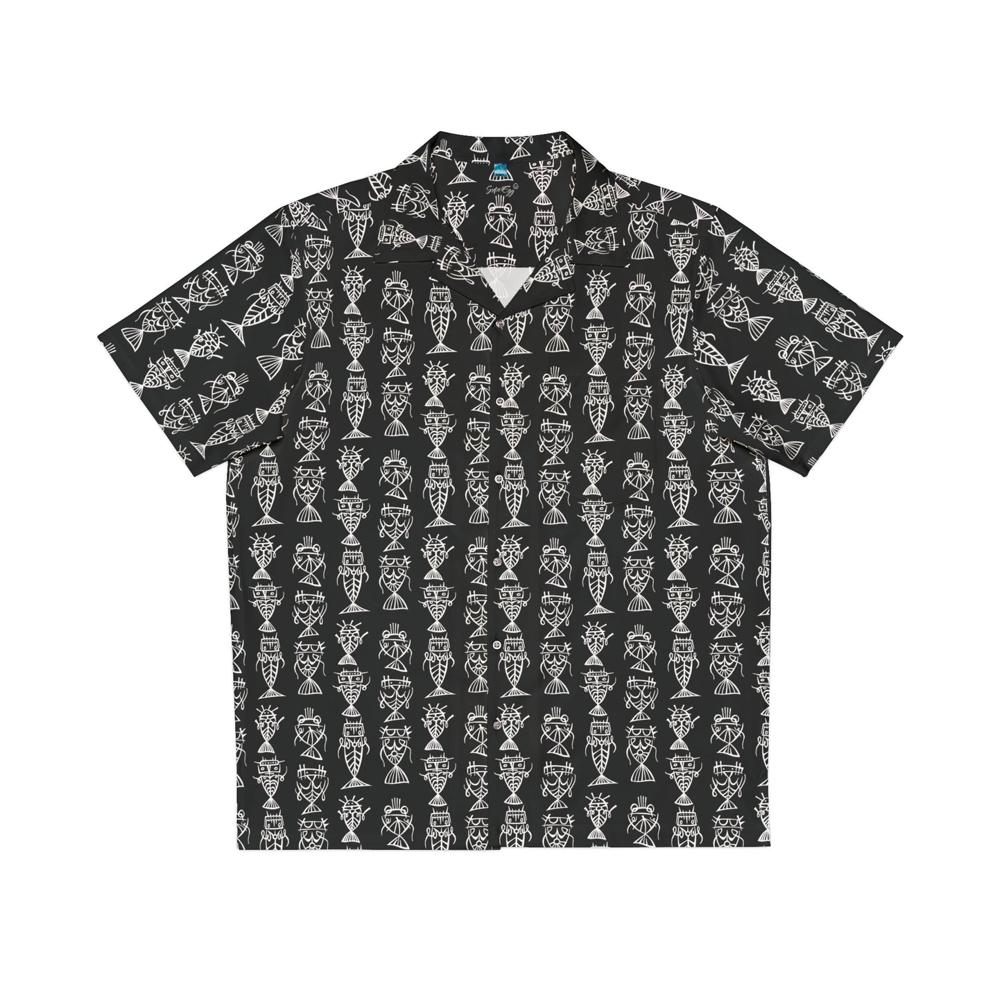 "Fishbones" Hawaiian Shirt - Black Salt