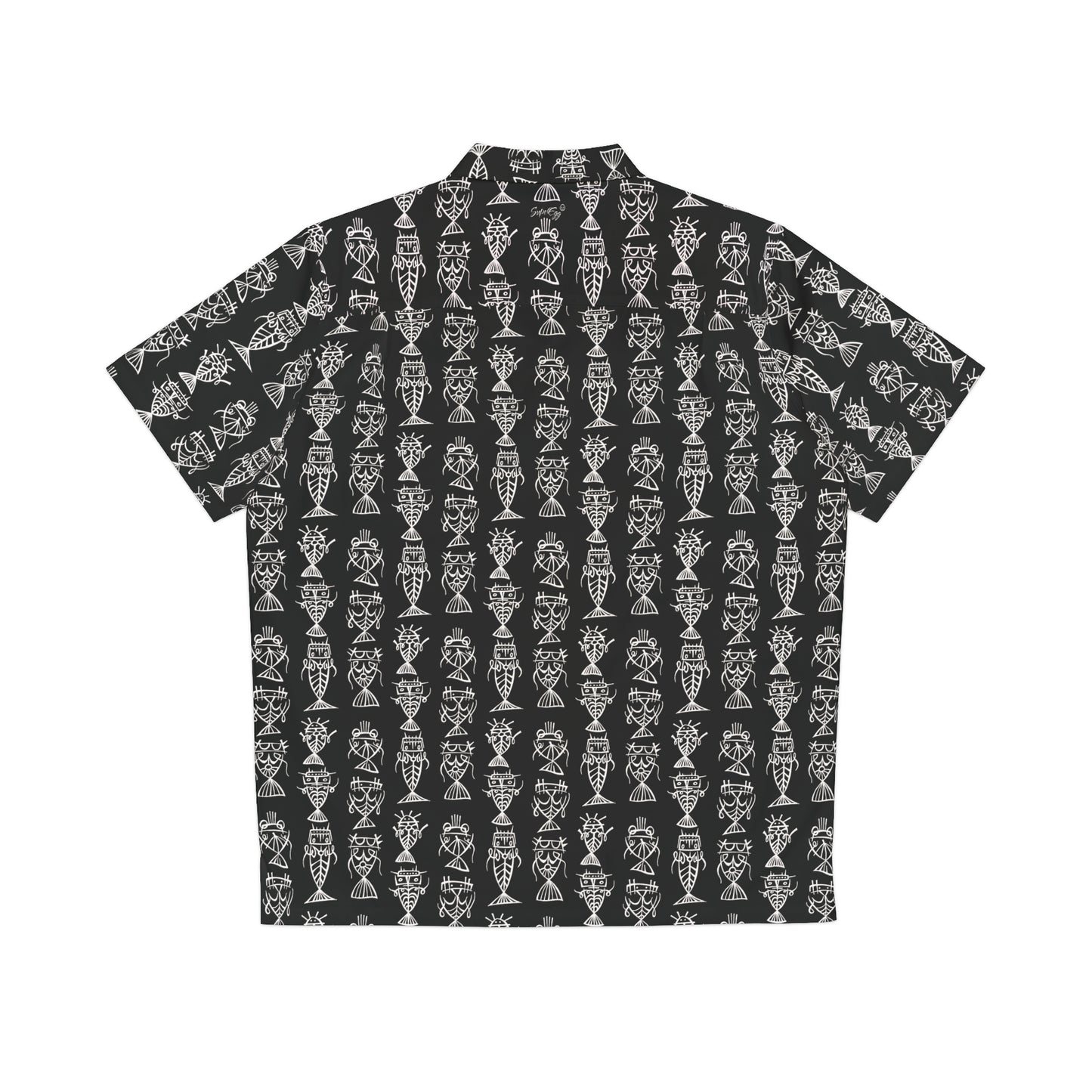 "Fishbones" Hawaiian Shirt - Black Salt