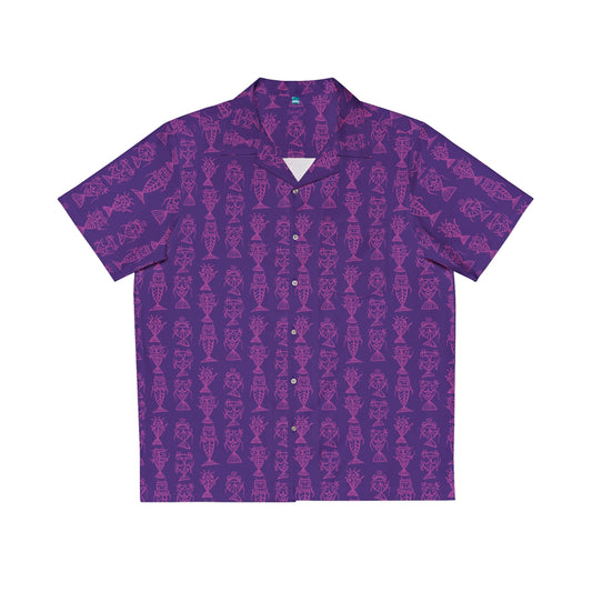 "Fishbones" Hawaiian Shirt - Electric Grape