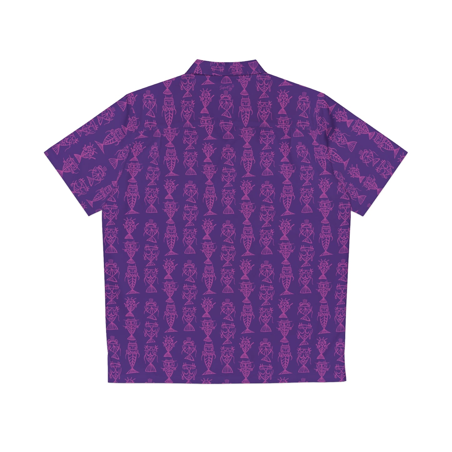 "Fishbones" Hawaiian Shirt - Electric Grape
