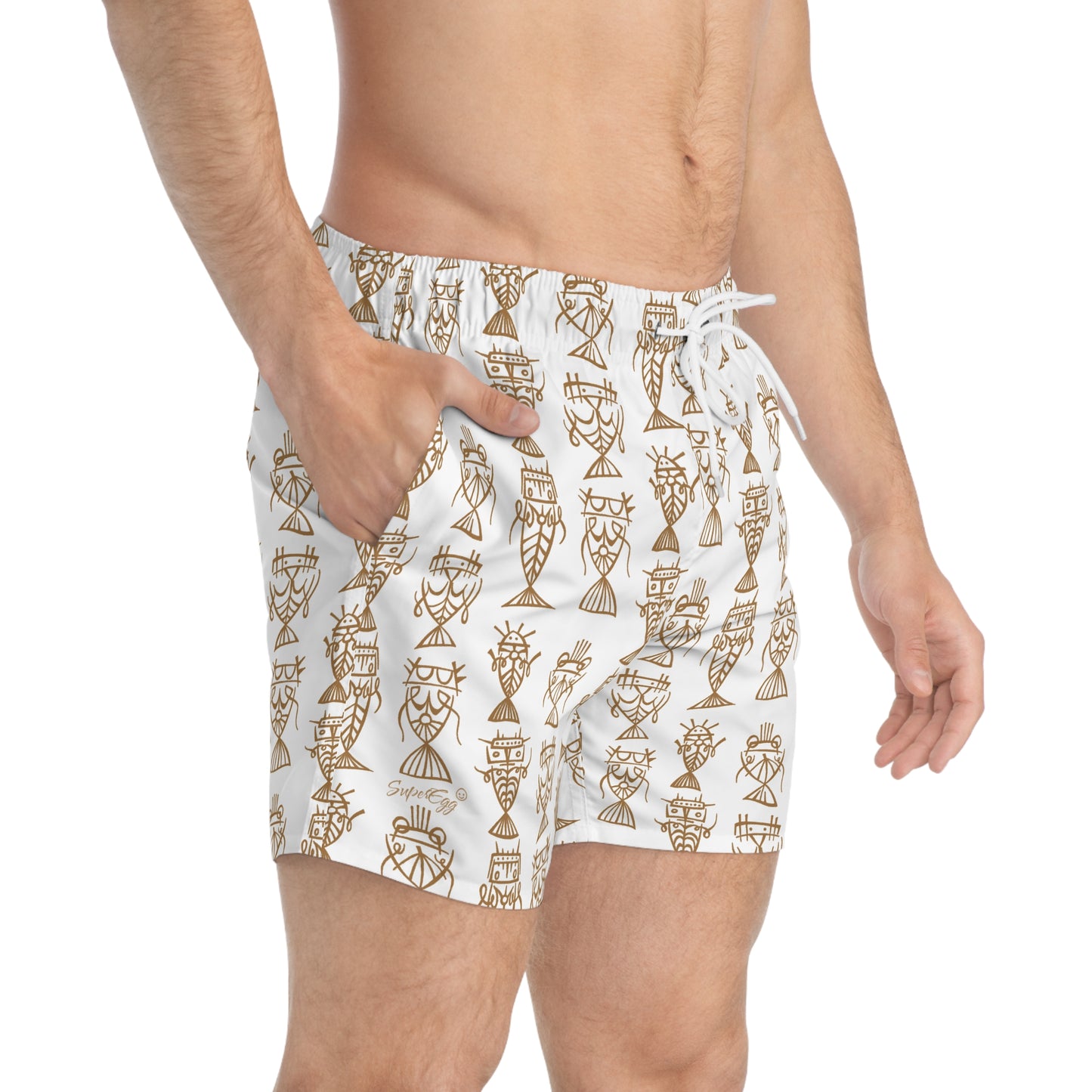"Fishbones" Swim Trunks - White Nutmeg