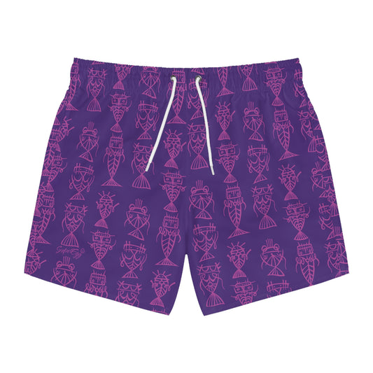 "Fishbones" Swim Trunks - Electric Grape